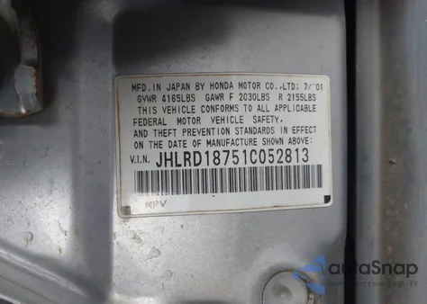 2001 Honda Cr-V Special Edition from USA, damaged, VIN JHLRD18751C052813